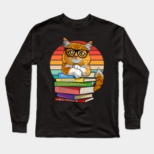 Maine Coon Cat Back To School Teacher's Pet Long Sleeve T-Shirt